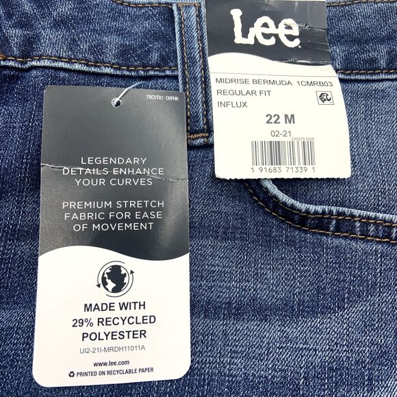 Lee Midrise Bermuda Shorts Regular Fit Influx- Size 22 M - Deep Dyed - Picture 5 of 7